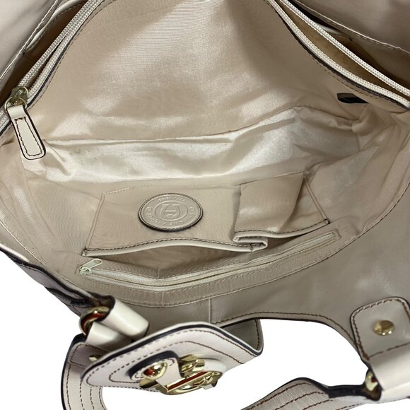 VTG ETIENNE AIGNER Large Patchwork Leather Handbag Gold Accent, Snap Closure EUC - Picture 7 of 13